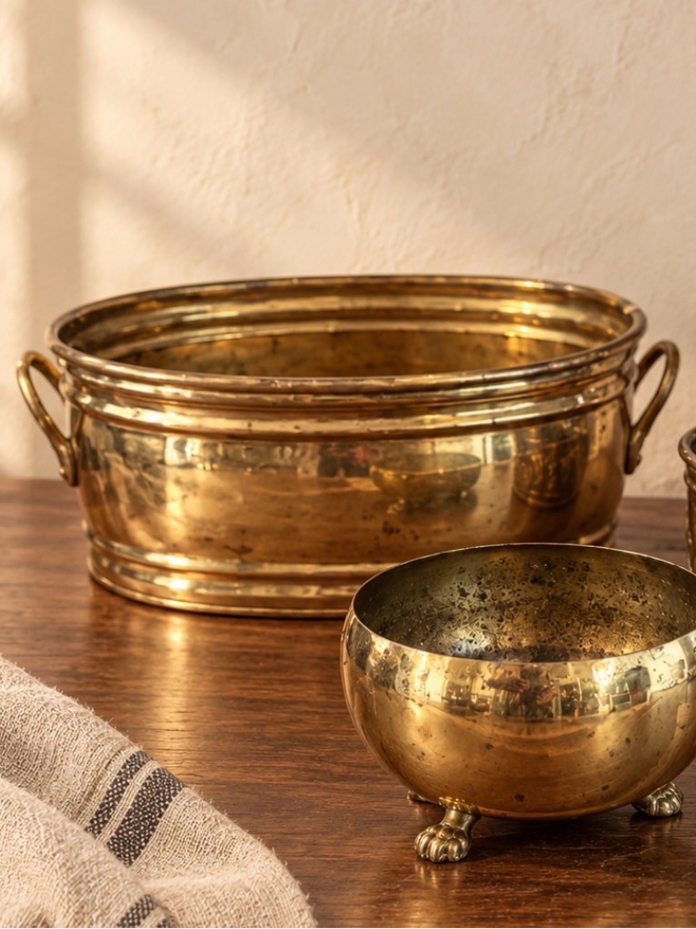 Brass Decorative Planter/Catch All -Oval 7” x 5”